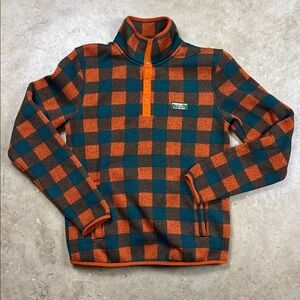 Men’s Small L.L. Bean Red and Green Plaid  Fleece Pullover